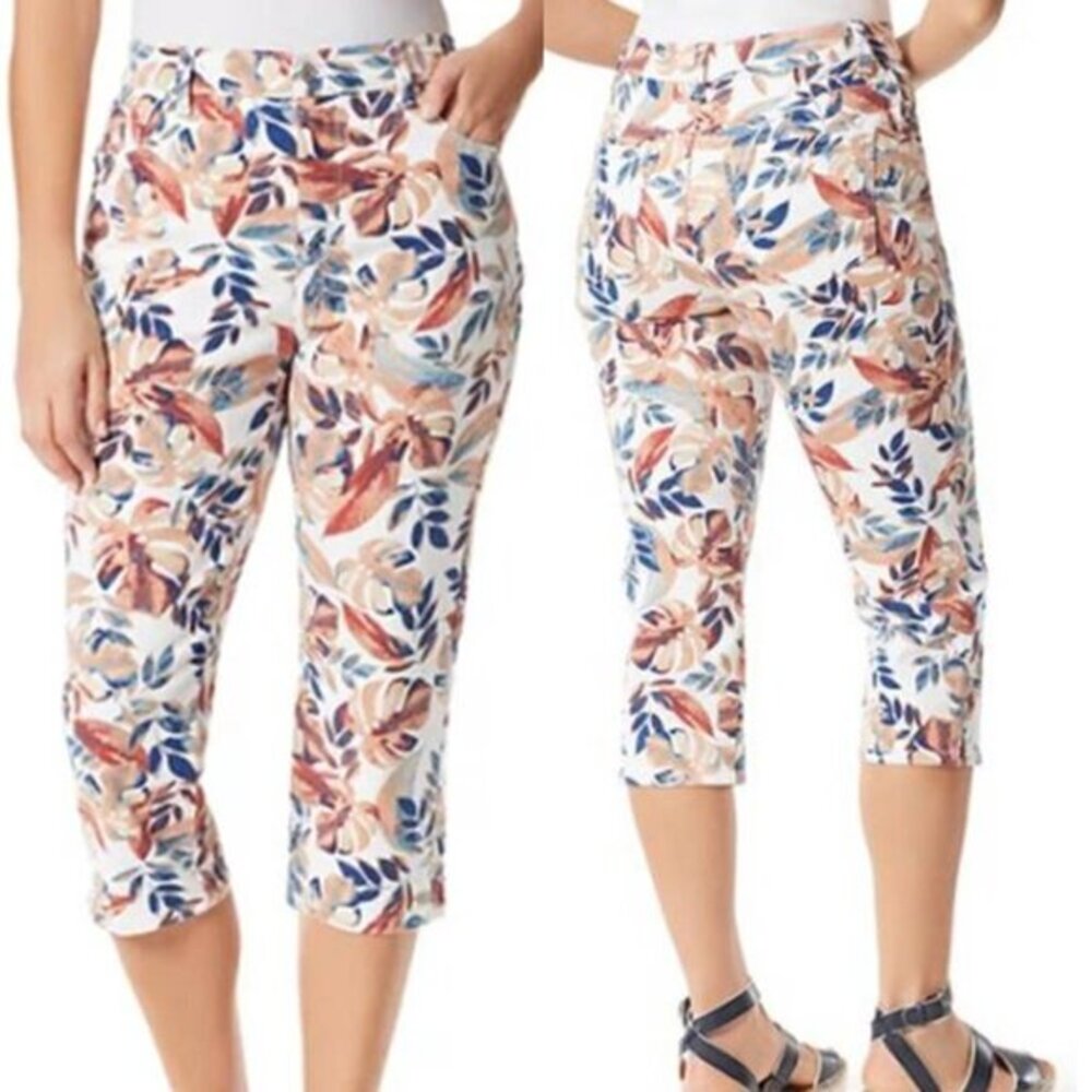 Gloria‎ Vanderbilt Women's Tropical Capri Pants Stretch Cotton Size10